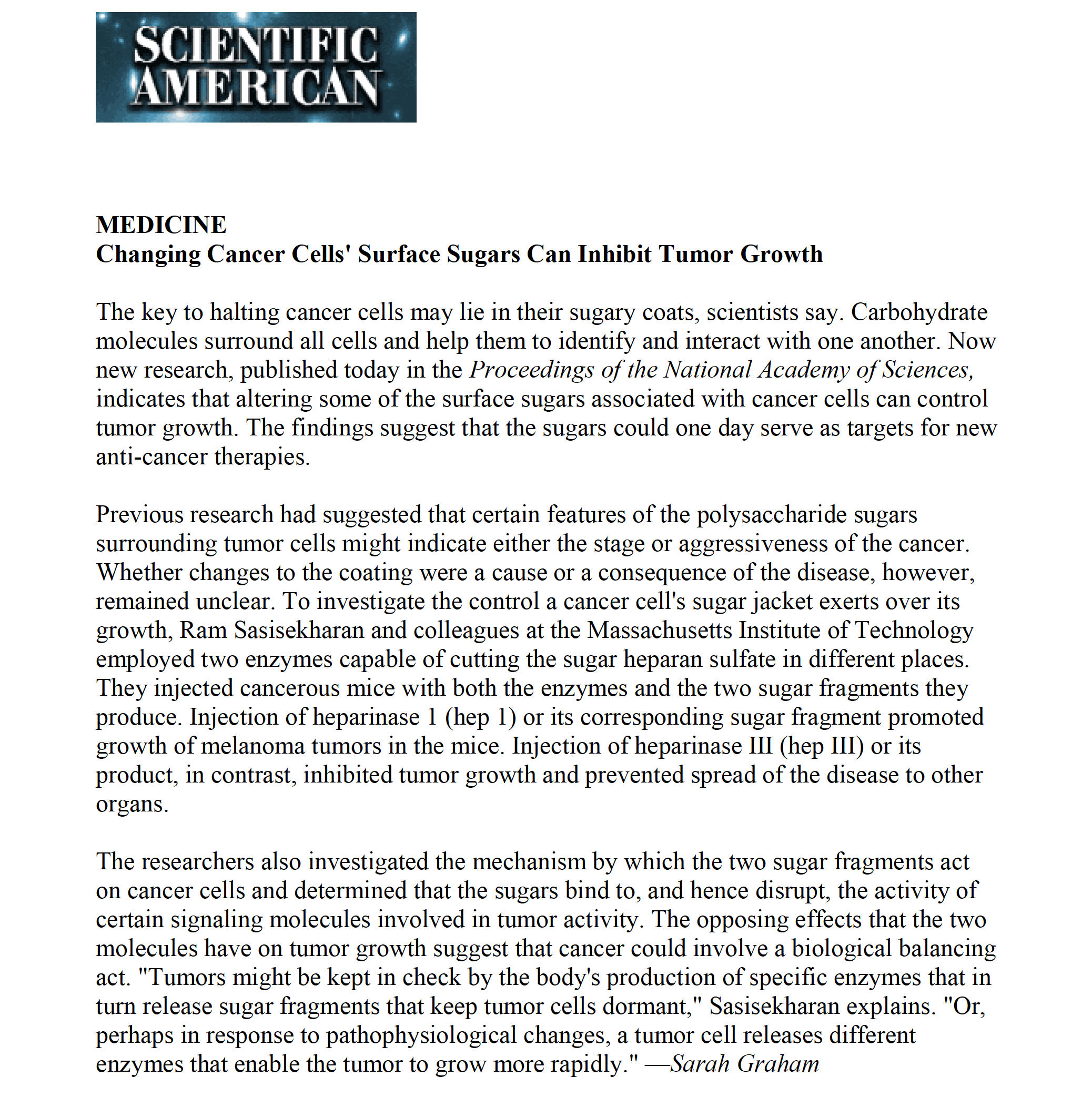 San Rafael Chiropractor Dr. Ilya Skolnikoff Posts Interesting Facts About Sugar and Cancer from Scientific American Screen Shot 2017 08 12 at 12.49.03 AM